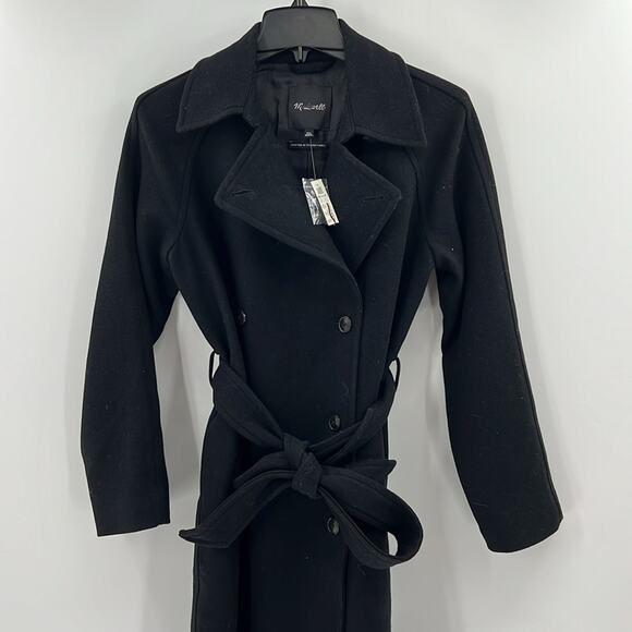 Madewell Women's Double-Breasted Wool Trench Coat - Black - XXS - NWT - Picture 2 of 8